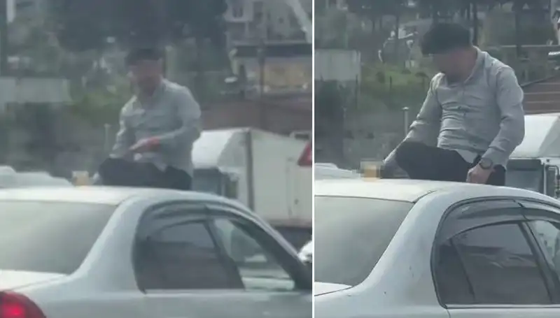 Trafikte Şaşkınlık Yaratan Görüntüler: Araç Üzerinde Alem Yapan Gençler!